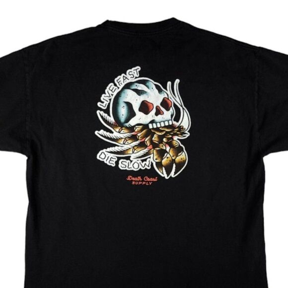 Death Coast Supply T Shirt Mens Size XL Live Fast Die Slow Skull Lobster - Picture 1 of 7